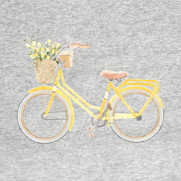 Yellow Bicycle Watercolour Painting by Flowering Words